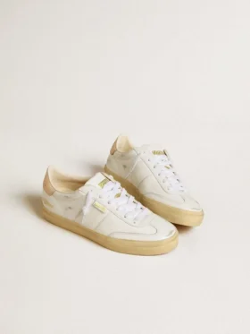 Damskie buty Soul Star z białej skóry z różową skórzaną wstawką na pięcie