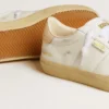 Damskie buty Soul Star z białej skóry z różową skórzaną wstawką na pięcie