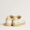 Damskie buty Soul Star z białej skóry z różową skórzaną wstawką na pięcie