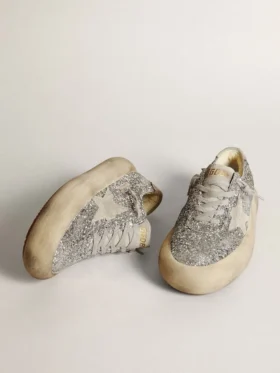 Damskie buty Space-Star w srebrnym brokacie z lodowoszarym gwiazdkiem
