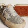 Damskie buty Space-Star w srebrnym brokacie z lodowoszarym gwiazdkiem