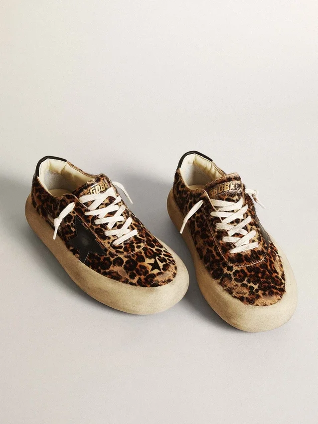 Damskie buty Space-Star z skóry kucyka w panterkę z czarną gwiazdą