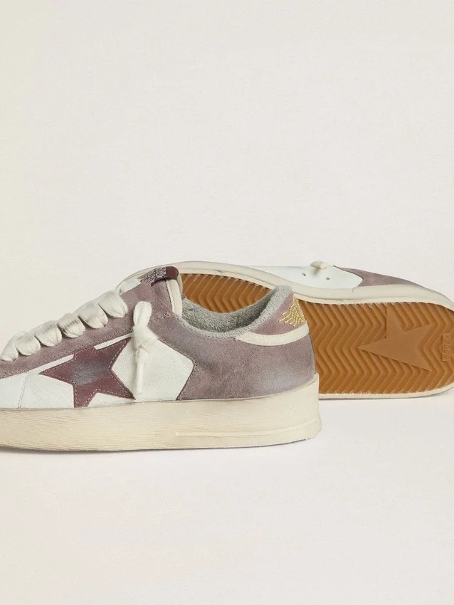 Damskie buty Stardan LTD z nappa i zamszu z fioletową zamszową gwiazdką i lawendową zamszową wstawką na pięcie