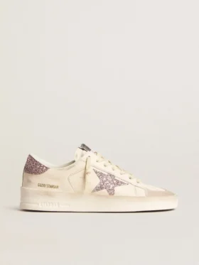 Damskie buty Stardan z nappy i zamszu z różową brokatową gwiazdką i wstawką na pięcie