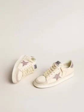 Damskie buty Stardan z nappy i zamszu z różową brokatową gwiazdką i wstawką na pięcie