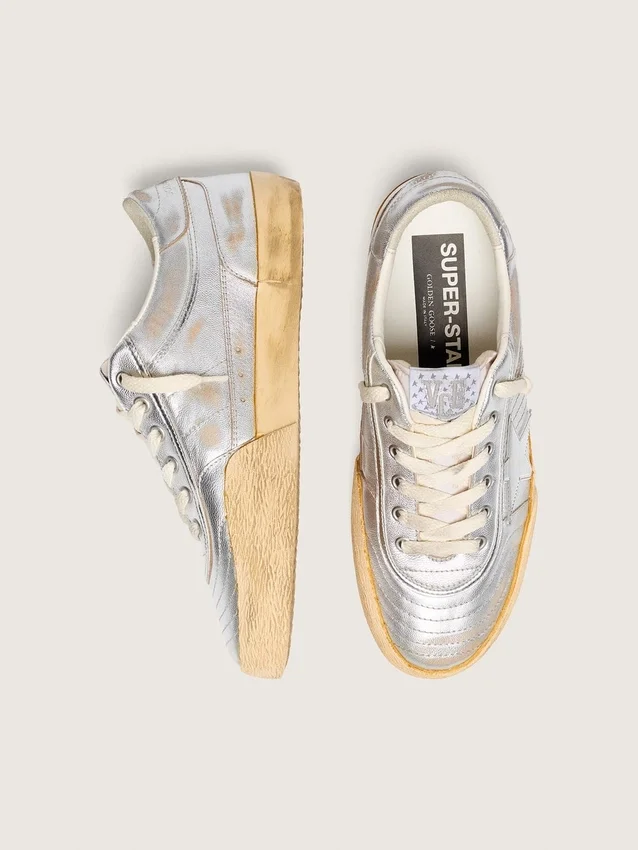 Męskie buty Super-Star LAB z metalicznej skóry nappa ze srebrną gwiazdą z TPU