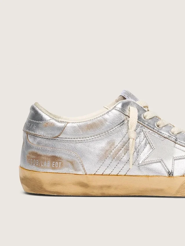 Męskie buty Super-Star LAB z metalicznej skóry nappa ze srebrną gwiazdą z TPU