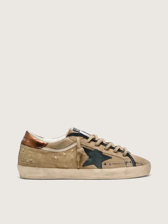 Damskie buty Super-Star LTD z beżowego płótna z czarną skórzaną gwiazdą