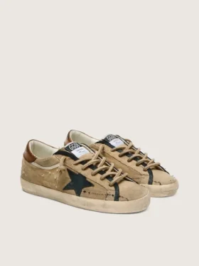 Damskie buty Super-Star LTD z beżowego płótna z czarną skórzaną gwiazdą