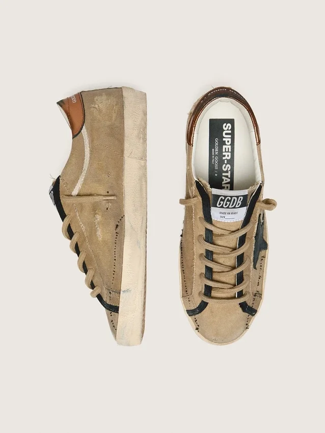 Damskie buty Super-Star LTD z beżowego płótna z czarną skórzaną gwiazdą