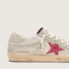 Damskie buty Super-Star LTD z białej skóry kucyka z czerwoną zamszową gwiazdą
