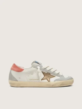 Damskie buty Super-Star LTD z białej skóry z metaliczną brązową gwiazdą