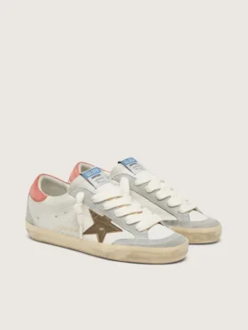 Damskie buty Super-Star LTD z białej skóry z metaliczną brązową gwiazdą