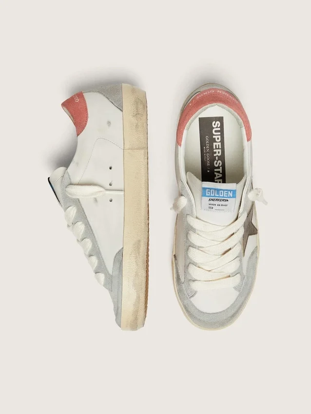 Damskie buty Super-Star LTD z białej skóry z metaliczną brązową gwiazdą
