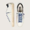 Męskie buty Super-Star LTD z białej skóry z zamszową gwiazdą i niebieską skórzaną wstawką na pięcie