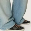Damskie buty Super-Star LTD z czarnej brokatowej skóry z czarną skórzaną gwiazdką