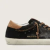 Damskie buty Super-Star LTD z czarnej brokatowej skóry z czarną skórzaną gwiazdką