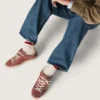 Damskie buty Super-Star LTD z czerwonego zamszu ze srebrną gwiazdką z brokatem i laminowaną skórzaną wstawką na pięcie