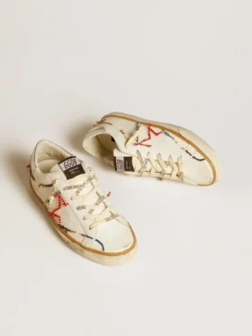 Damskie buty Super-Star LTD z perforowaną gwiazdą i metaliczną skórzaną wstawką na pięcie