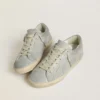 Damskie buty Super-Star LTD z platynowego zamszu i kryształów Swarovskiego z platynową zamszową gwiazdą