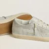 Damskie buty Super-Star LTD z platynowego zamszu i kryształów Swarovskiego z platynową zamszową gwiazdą