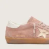 Damskie buty Super-Star LTD z różowego zamszu z platynową, metaliczną skórzaną gwiazdą