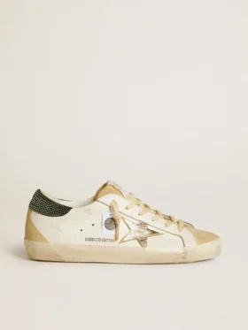Damskie buty Super-Star LTD z skórzaną gwiazdą i paskiem na pięcie z kryształami Swarovskiego