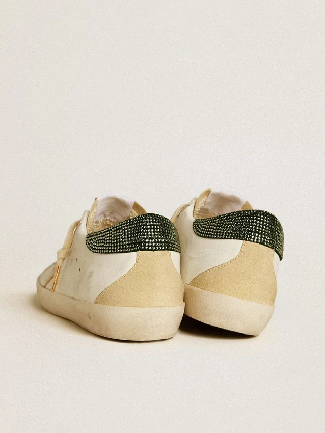 Damskie buty Super-Star LTD z skórzaną gwiazdą i paskiem na pięcie z kryształami Swarovskiego