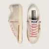 Damskie buty Super-Star LTD z zamszu w kolorze perłowym z ceglastoczerwoną gwiazdą i haftem