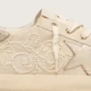 Damskie buty Super-Star LTD z zamszu w kolorze perłowym, ze złotą gwiazdą i haftem z koralików