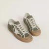 Damskie buty Super-Star LTD z zielonego płótna z białą skórzaną gwiazdą