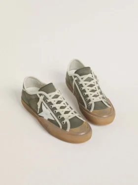 Damskie buty Super-Star LTD z zielonego płótna z białą skórzaną gwiazdą