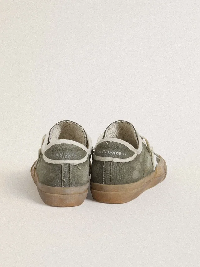 Damskie buty Super-Star LTD z zielonego płótna z białą skórzaną gwiazdą