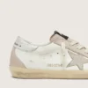 Damskie buty Super-Star z białej i pudroworóżowej skóry ze srebrną gwiazdką z kryształów Swarovskiego