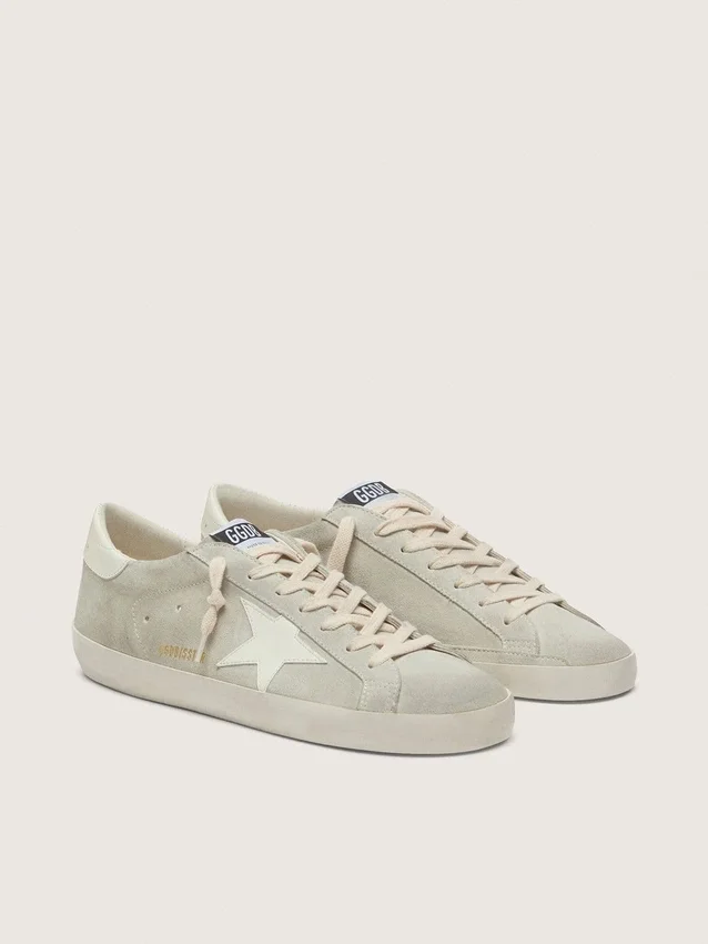 Damskie buty Super-Star z jasnoszarego zamszu z białą skórzaną gwiazdką