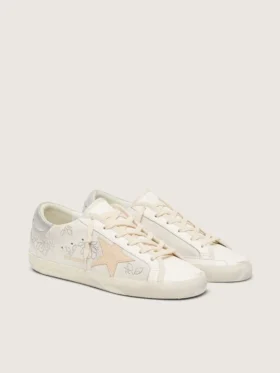 Damskie buty Super-Star z kryształami Swarovskiego i gwiazdą z dymnoszarej skóry