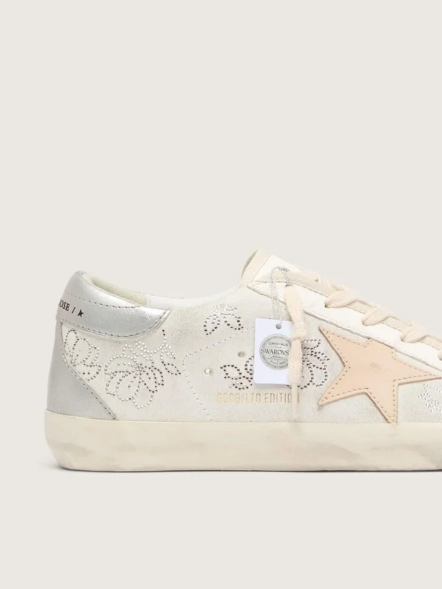 Damskie buty Super-Star z kryształami Swarovskiego i gwiazdą z dymnoszarej skóry