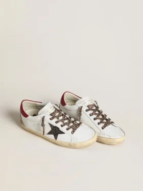 Damskie buty Super-Star z nappy z brokatową gwiazdą i czerwoną naszywką na pięcie z nappy