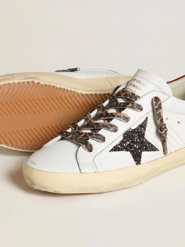 Damskie buty Super-Star z nappy z brokatową gwiazdą i czerwoną naszywką na pięcie z nappy