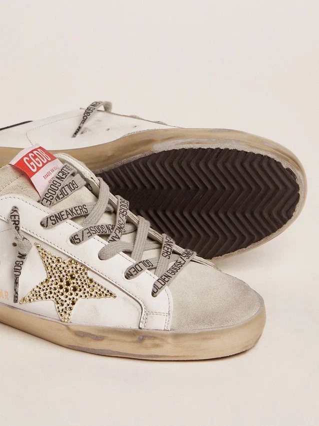 Damskie buty Super-Star z niebieską wstawką na pięcie i gwiazdką z kryształów Swarovskiego