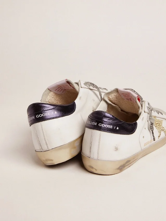 Damskie buty Super-Star z niebieską wstawką na pięcie i gwiazdką z kryształów Swarovskiego
