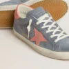Damskie buty Super-Star z niebieskiego nubuku z różową gwiazdką z zamszu i zapiętkiem