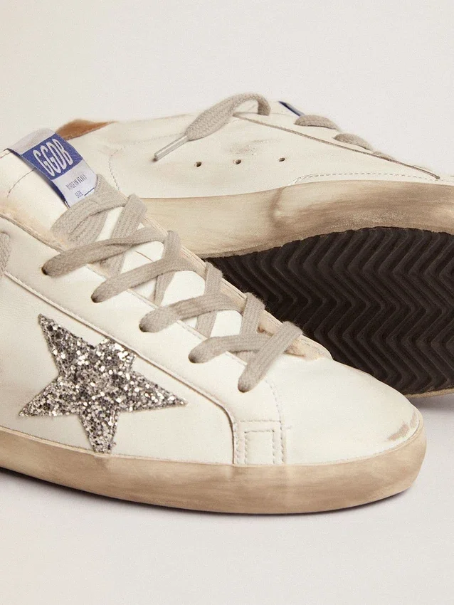 Damskie buty Super-Star z podszewką z owczej skóry i srebrną błyszczącą gwiazdką
