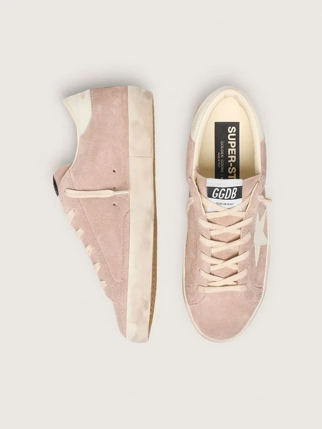 Damskie buty Super-Star z zamszu w kolorze pudrowego różu z białą gwiazdką