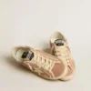 Damskie buty Super-Star z zamszu w kolorze pudrowego różu z kremową skórzaną gwiazdką