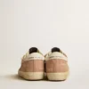 Damskie buty Super-Star z zamszu w kolorze pudrowego różu z kremową skórzaną gwiazdką