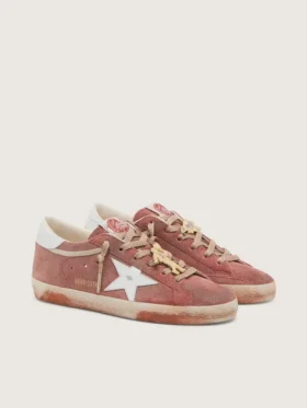 Damskie buty Super-Star z zardzewiałego zamszu z metaliczną platynową skórzaną gwiazdą