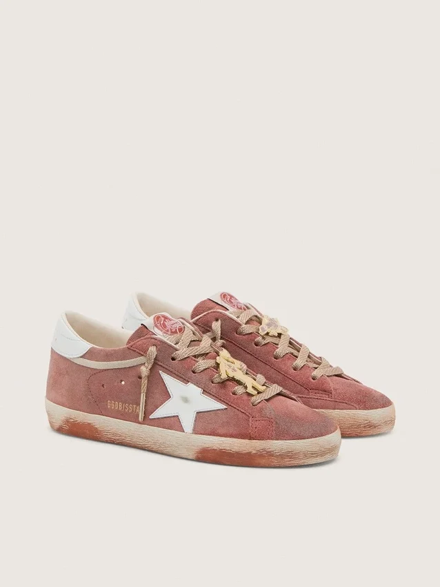 Męskie buty Super-Star z zardzewiałego zamszu z metaliczną platynową skórzaną gwiazdą