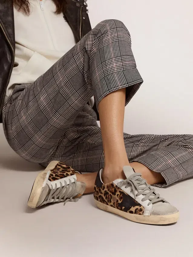 Damskie buty Super-Star ze skóry w panterkę