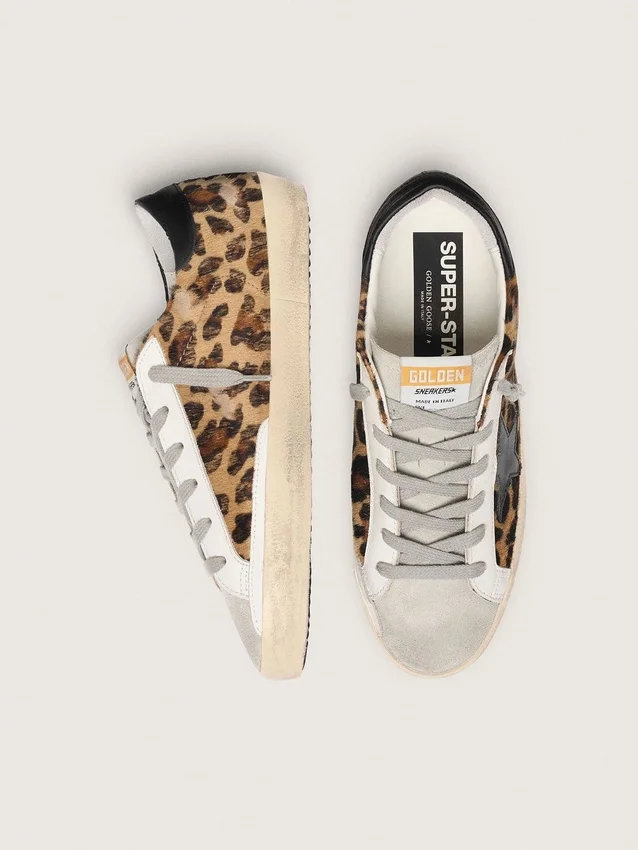 Damskie buty Super-Star ze skóry w panterkę